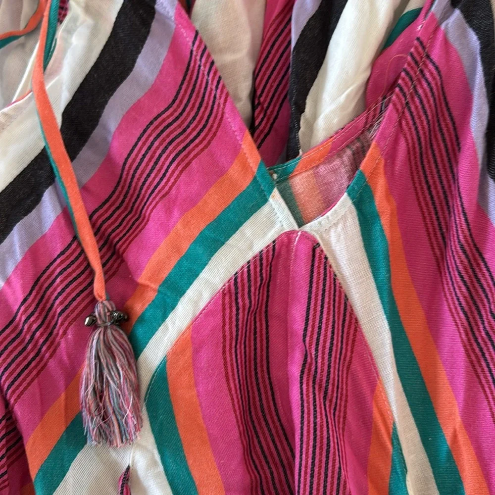 Free people maxi dress tassel stripe Colorful Striped Maxi Dress pink purple xs - Picture 4 of 4